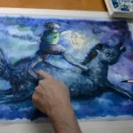 Acuarela Buscador de Caminos proceso por Pablo Montes