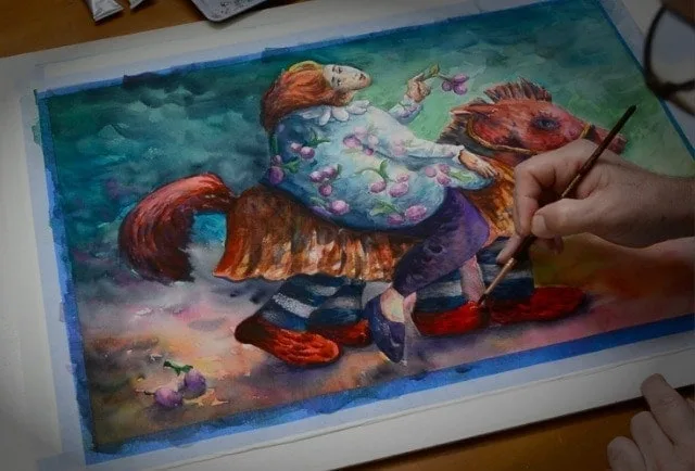 Acuarela en proceso "Senda Inconsciente"