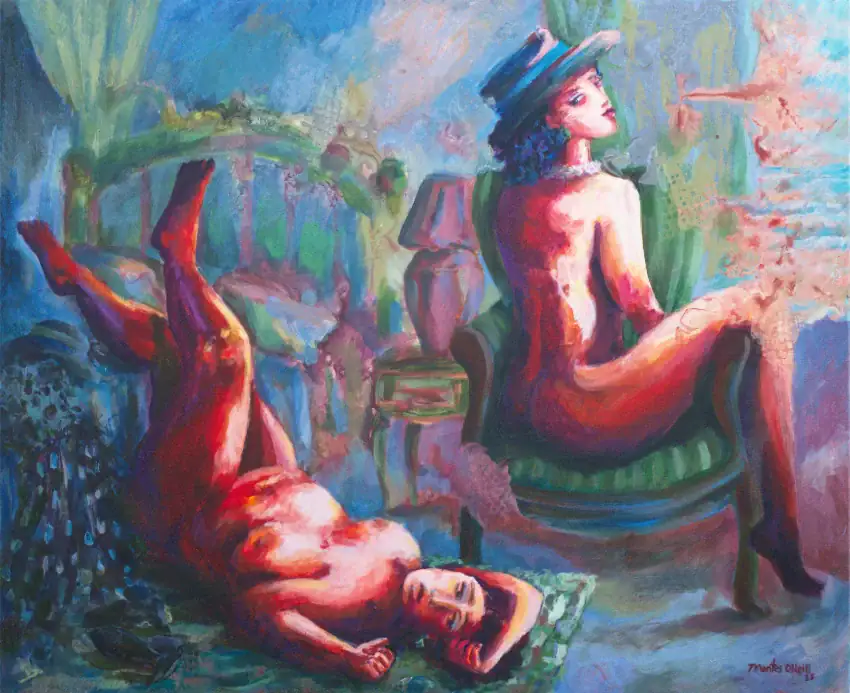 Pintura Confidencias en Azul Normandie para la venta por Pablo Montes O’Neill