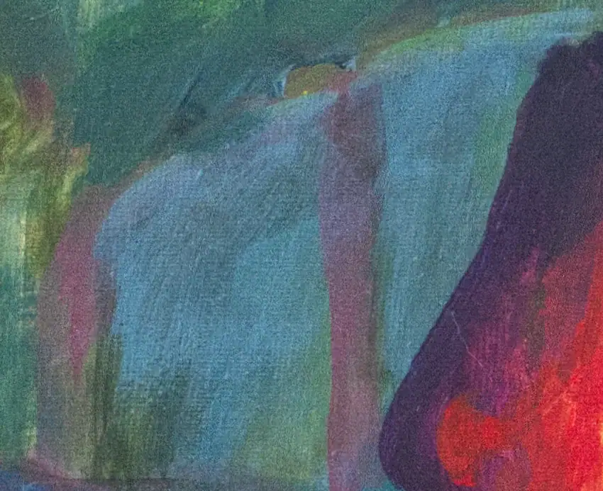 Detail-4 Pintura Confidencias en Azul Normandi para la venta por Pablo Montes O’Neill