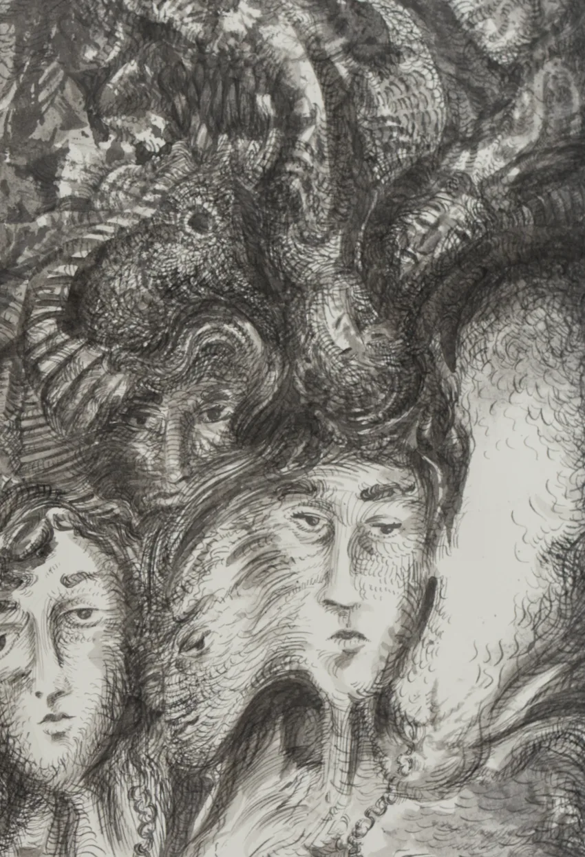 Detail-2 Pen and Ink drawing Distorsiones del Camino for sale