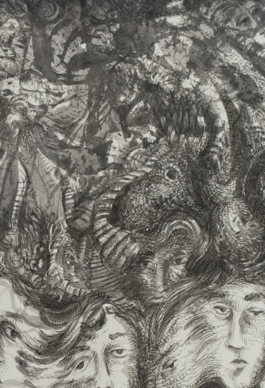 Detail-3 Pen and Ink drawing Distorsiones del Camino for sale