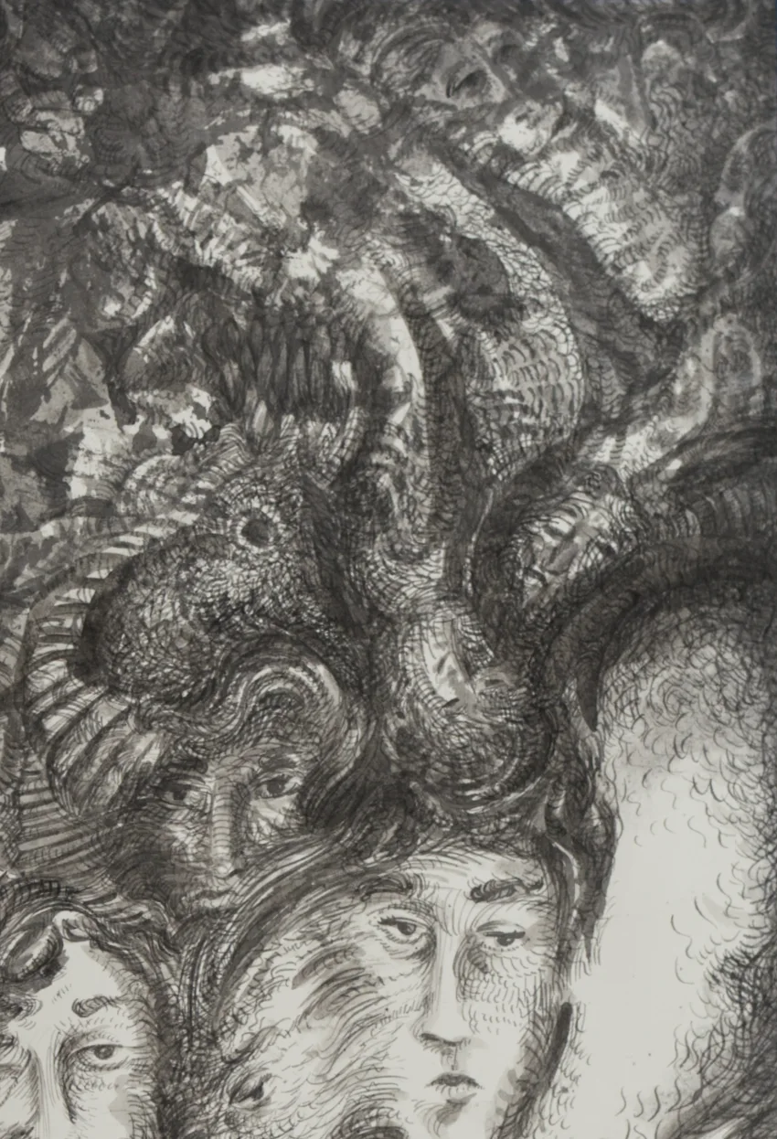 Detail-4 Pen and Ink drawing Distorsiones del Camino for sale