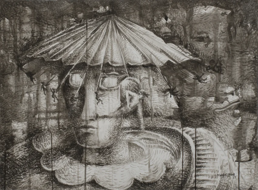 Pen and Ink drawing Pensamiento Volador for sale