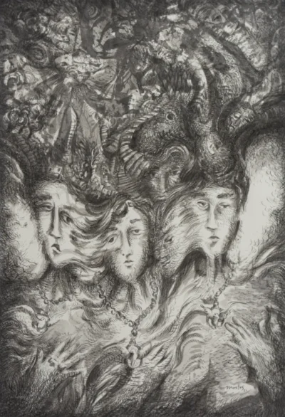 Pen and Ink drawing Distorsiones del Camino for sale