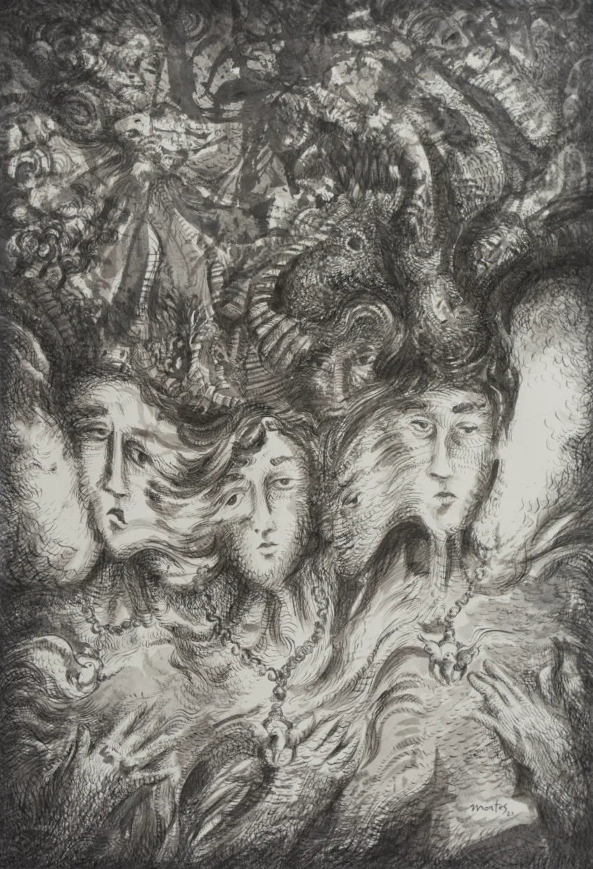 Pen and Ink drawing Distorsiones del Camino for sale